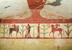 منظر للجدار الخلفي ، مقبرة البارون ، c.500 قبل الميلاد (لوحة جدارية)